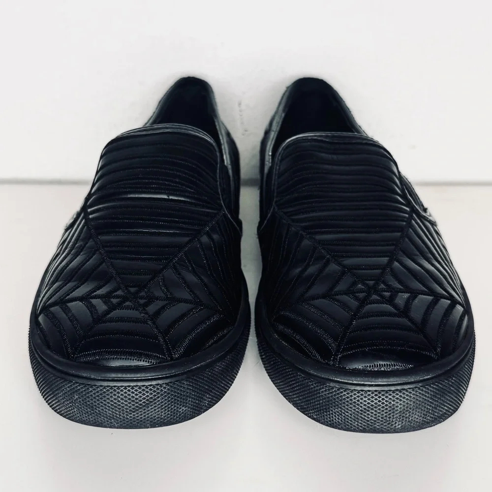 Dolls Kill Charla Tedrick Spun Sneaker Black w Spider Web Imprinted Pattern